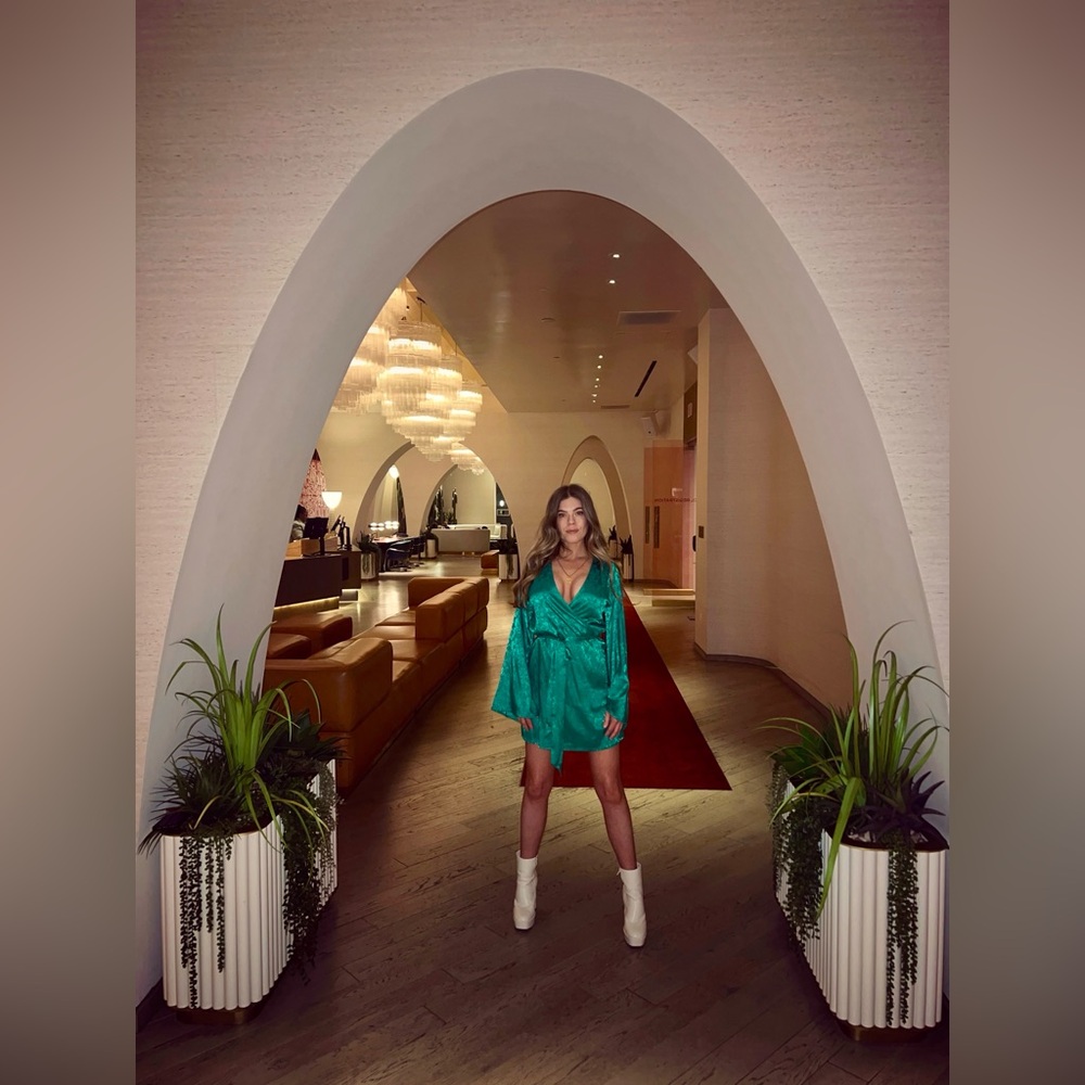 12th tribe Green satin robe dress